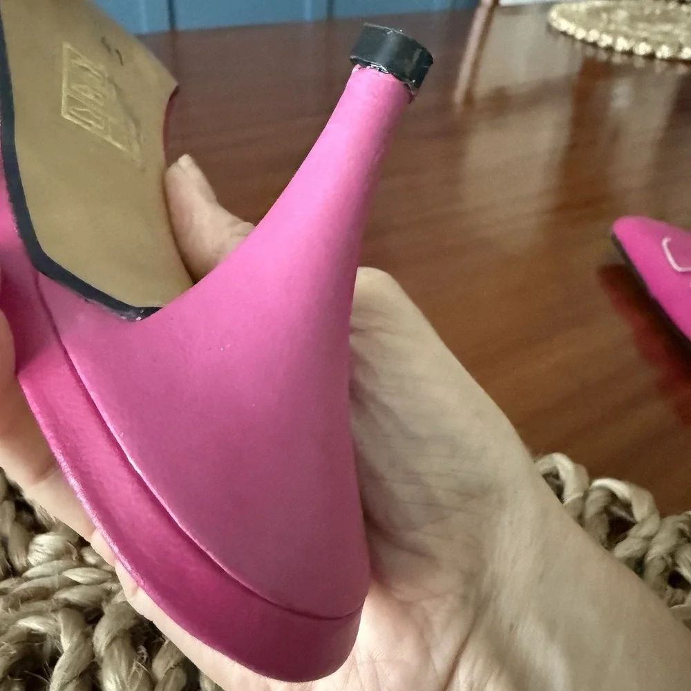 Davina London Hot Pink Leather Sling back Kitten Heel Mules Womens 10 EU 41 - Picture 14 of 16